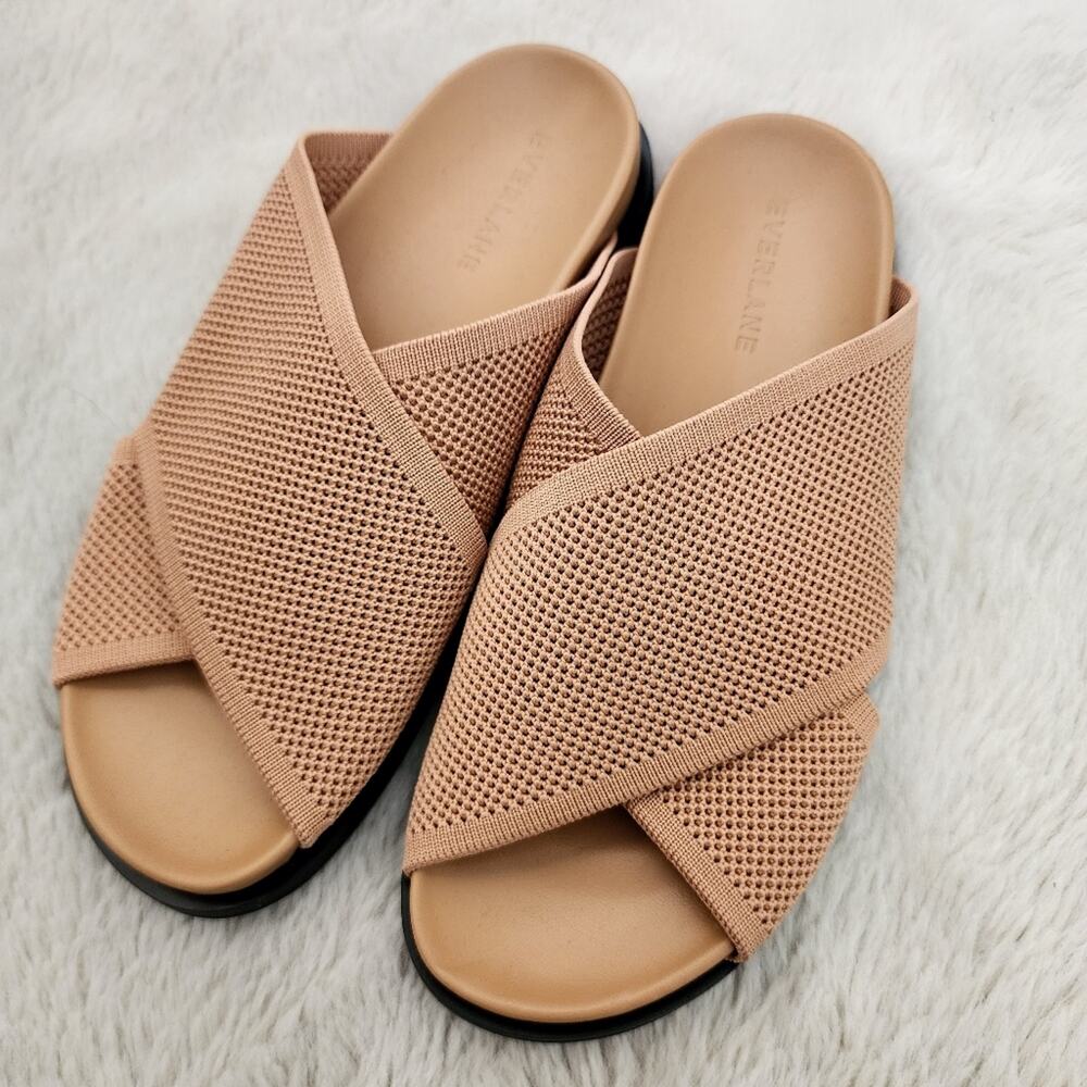 Everlane ReKnit Crossover Slide Sandal Caramel Tan Sustainable - Women’s 6 NWT